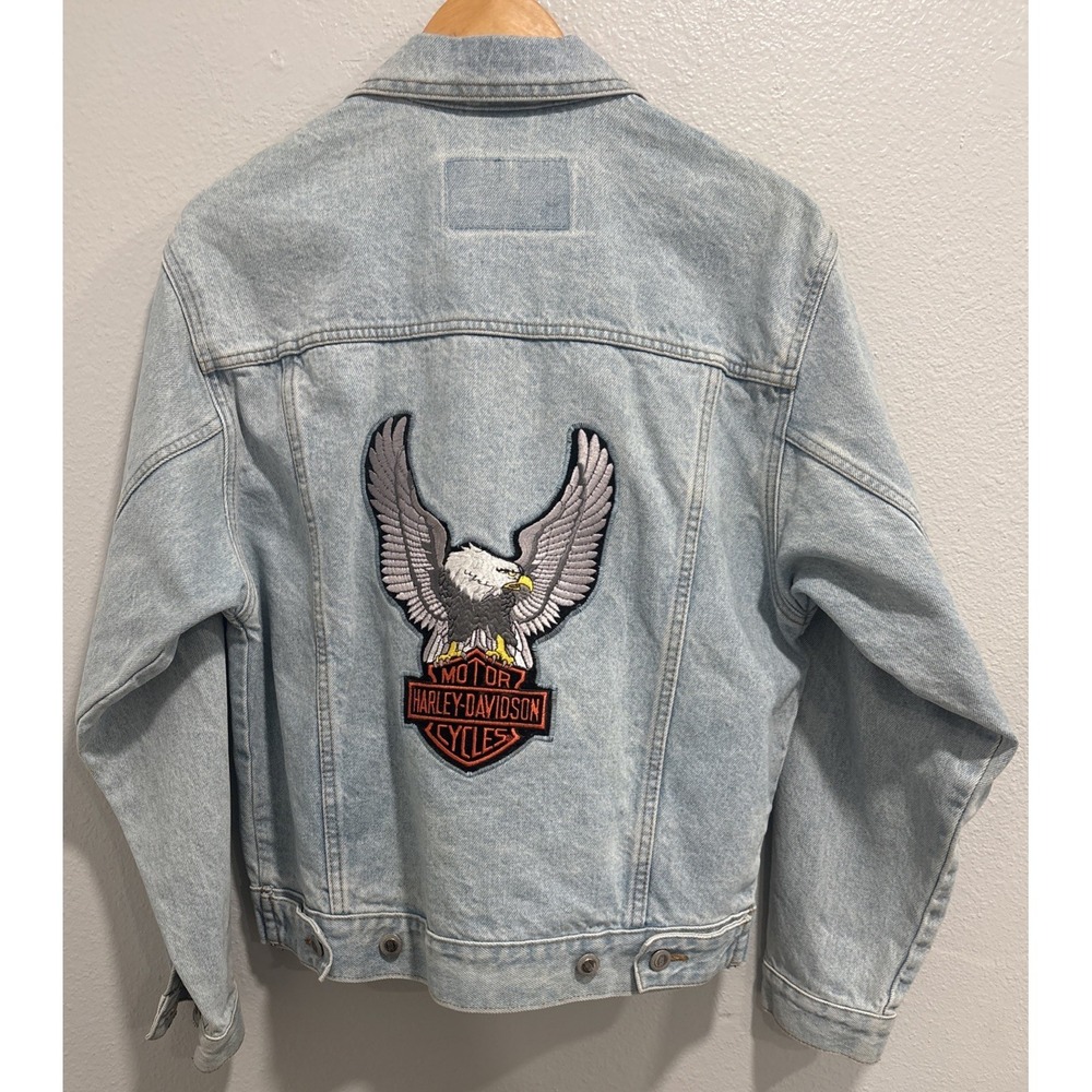 Saugatuck denim vintage light wash womens jacket NO TAG Harley‎ Davidson Patch